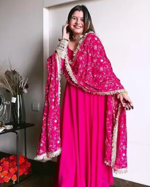 Flared Gown With Dupatta