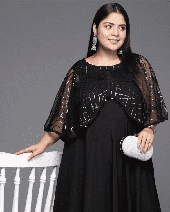 Plus Size Geometric Print Crepe Gown - Image 2