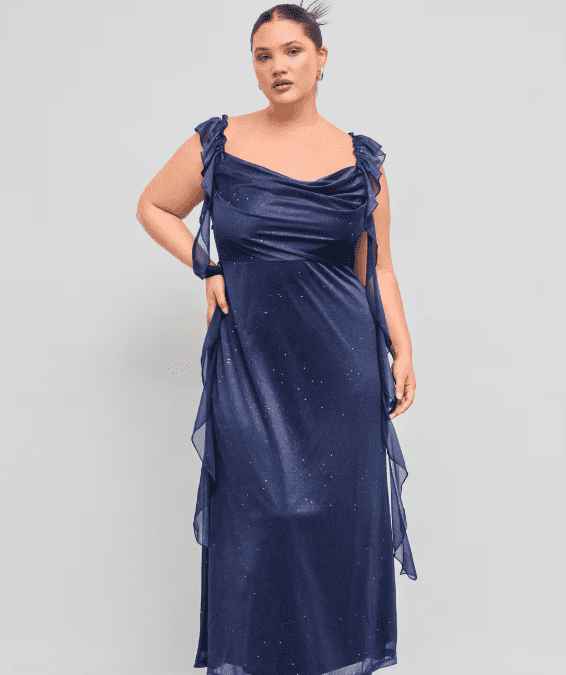 Cowl Neck Plus Size Gown